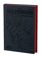 Delta Masquerade by TAG Comics: Volume 1 hardcover mockup, black edition with red page edges