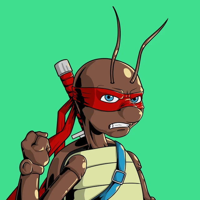 Viper, a masked insect warrior in a red bandana, with a sword on his back