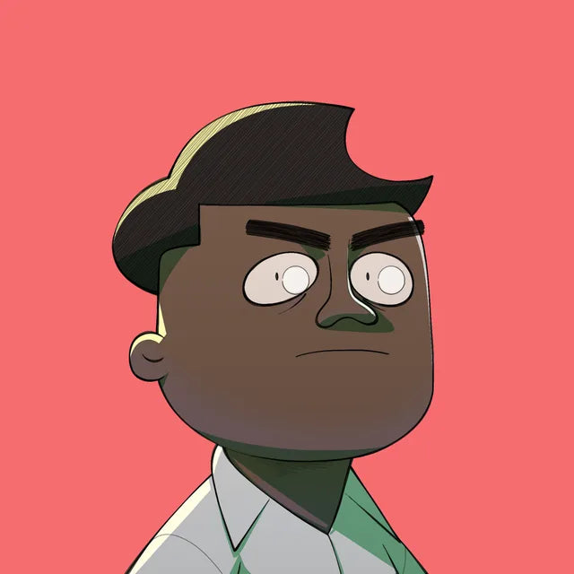 Senior Idris wide-eyed and serious, in a white shirt and green tie
