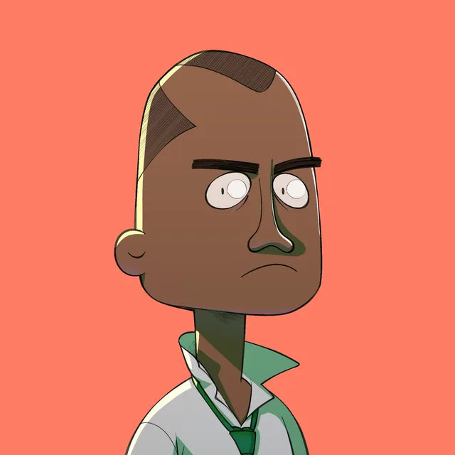 Senior Junior with a frown, collar up and tie loose